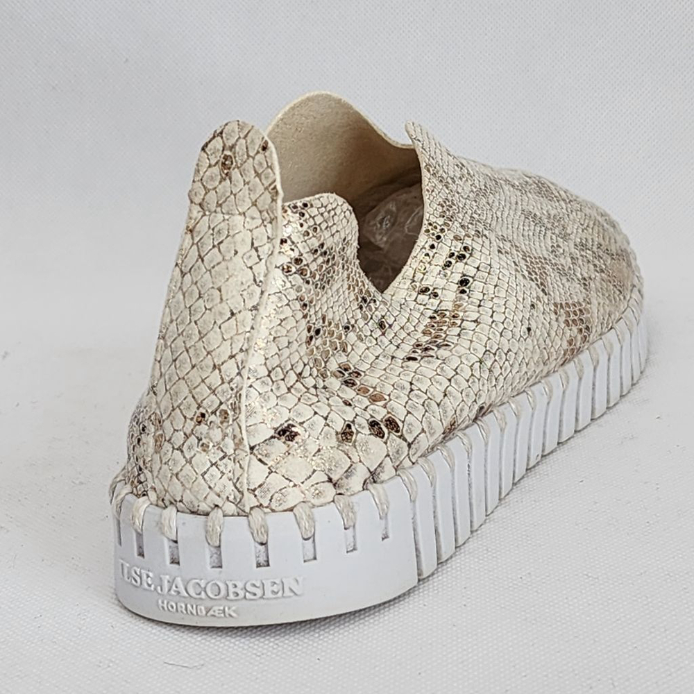 ILSE JACOBSEN Metallic Snakeskin Beige Slip On Shoes Flats & Loafers 40 9.5 - Picture 6 of 8